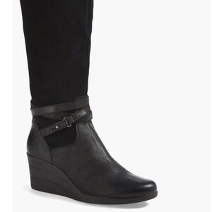 UGG Lesley Black Suede Leather Waterproof Wedge Knee High Boots Size 9